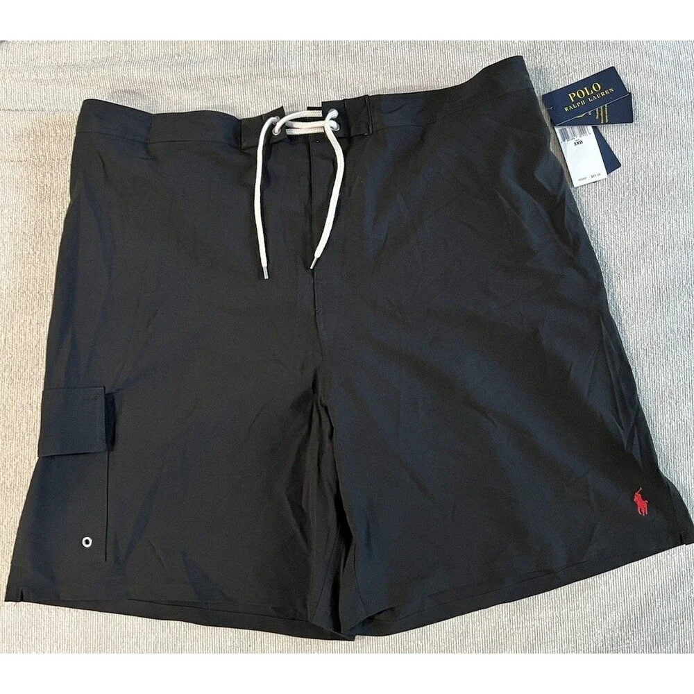 NWT Mens Polo Ralph Lauren 3XB Kailua Swim Trunks Shorts Black w Red Pony